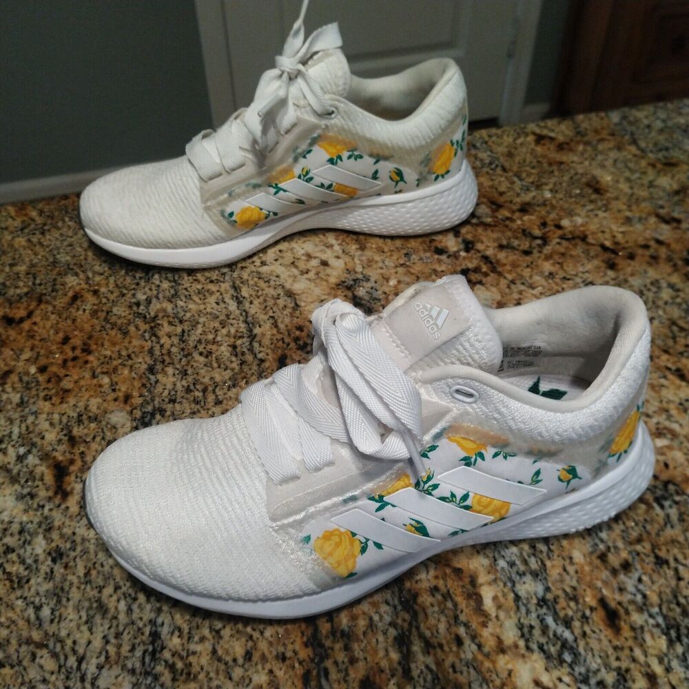 Rare Adidas Edge Lux 4 Floral White/Gold/Yellow Running Shoes FW9267 Womens US 6 - Picture 4 of 13